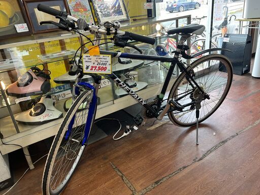 リサイクルショップどりーむ天保山店　No1042　クロスバイク　CHEVAUX　油圧サスペンション付き　3×7段ギア付き　ベル付き　ライト付き　美品