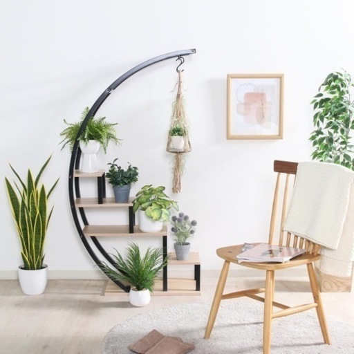 ディスプレイラック 幅80×奥行33×高さ143×cm ブラック フラワースタンド 小物収納 生活雑貨 アーチ型 63753