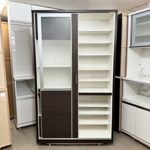 【美品‼️】ニトリ 120cm幅ダイニングボード 食器棚 キッチン収納家具 カップボード 木目調ダークブラウン♪