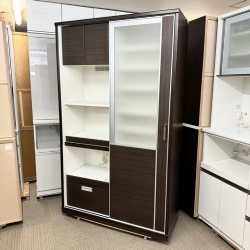 【美品‼️】ニトリ 120cm幅ダイニングボード 食器棚 キッチン収納家具 カップボード 木目調ダークブラウン♪