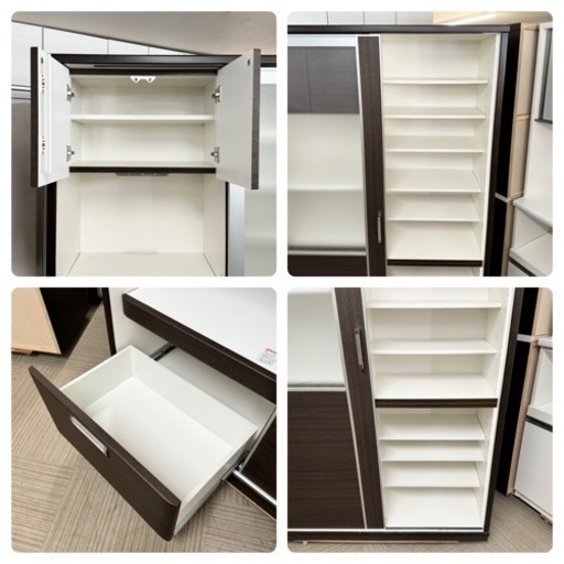【美品‼️】ニトリ 120cm幅ダイニングボード 食器棚 キッチン収納家具 カップボード 木目調ダークブラウン♪