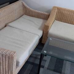 最終処分価格！！セット購入で二万円！！！ラタン　ソファの画像