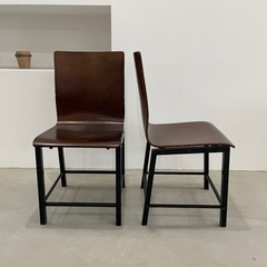 ウッド×黒パイプチェア2脚セットの画像