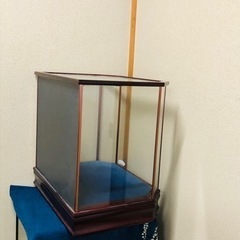 質の良いガラスケース　木製台の画像