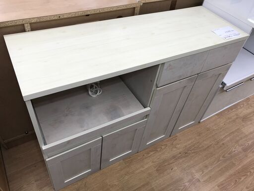 ★ジモティ割あり★  レンジ台 ホワイト H84×W120×D40 クリーニング済み KJ4357