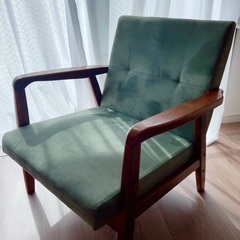 レトロテイスト 1人掛けソファ グリーン