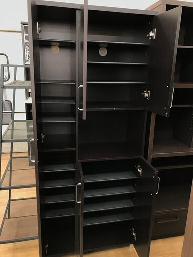 ★ジモティ割あり★ ニトリ シューズボックス ダークブラウン H182×W75×D38 クリーニング済み KJ4358 ☆ジモティ割あり☆ ニトリ シューズボックス ダークブラウン H182×W75