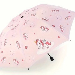新品、未使用、折り畳み傘、かさ、折りたたみ、日除け、赤外線防止、スキンハイデンシティ傘、雨傘、自動開閉機能付き、カサ、ラブハート、紫、ユニコーン、ペガサス、ジャンピングの画像
