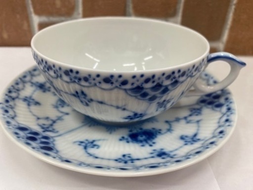 【愛品館 江戸川店】ロイヤルコペンハーゲン ブルーフルーテッドハーフレース ペアカップ&ソーサーID:102-027066-007
