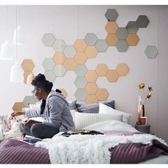 【美品】IKEA ホーネフォッス　六角インテリアミラーの画像