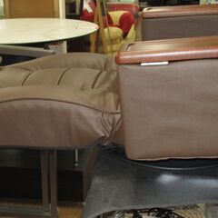 R469 座椅子 本革 回転式 肘付き 小物収納リクライニング Used・美品の画像