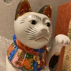 T　昭和張り子 三毛猫 29cm 飛騨 加福（加横）作 紙塑 大型 招き猫 置物 招き猫 猫置物 三毛猫