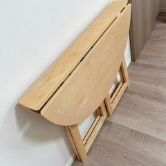 折りたたみテーブル/ダイニングテーブル/円形/天然木材/直径90×高さ72cmの画像