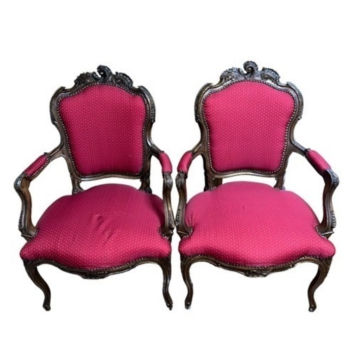 【ジ0216-40】　 状態綺麗で使いやすいです‼️ レトロ　おしゃれな椅子2点セット　赤色  10000円