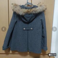 シンシアローリー　コート　ハーフ　ラクーンファー　グレーの画像