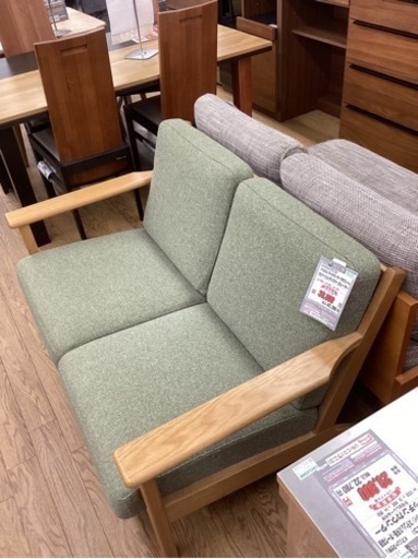 KB-45【新入荷　リサイクル品】unico VISKA カバーリングソファ　2シーター　グリーン