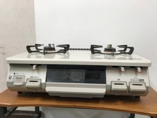 A2402-433 リンナイ ガスコンロ LPガス用 RTE597BEL 2019年製 左側強火 動作確認済み 汚れあり