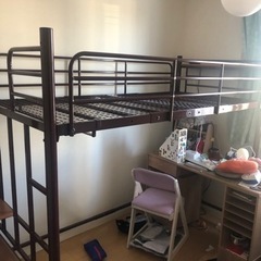 階段付きロフトベッド　簡易組み立て済み