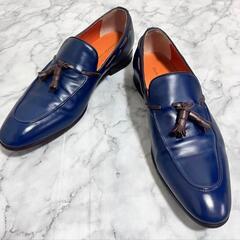 美品 Madras タッセルローファー 日本製 ネイビー 26cm