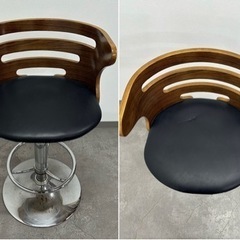 INT250 ボーダー　木製 ハイチェアー バーチェアー ブラウン 曲木 回転式 昇降式 カフェ BAR レザーの画像