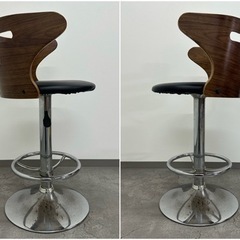 INT250 ボーダー　木製 ハイチェアー バーチェアー ブラウン 曲木 回転式 昇降式 カフェ BAR レザーの画像