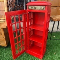 レトロ テレフォンボックス キャビネット 収納 ヨーロッパ イギリス ロンドン アンティーク インテリアの画像