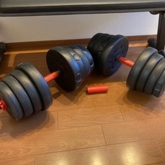 【即日対応します】筋トレセット　ダンベル20kg×2  ベンチ台(腹筋台)の画像