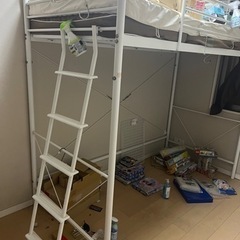 白　スチール　ロフトベッド