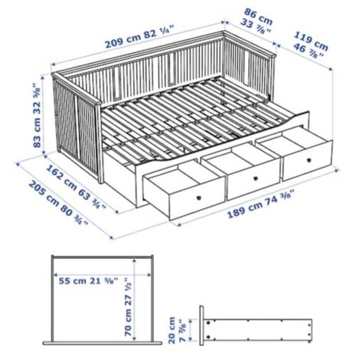 シングル　IKEA HEMNESソファーベット ベットフレーム