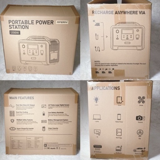 【新品未使用】AFERIY ポータブル電源 1200W 大容量 13台デバイス同時充電 Amazon.co.jp: AFERIY 1200 ポータブル電源 リン酸鉄リチウム 大容量