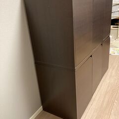 扉付本棚２つ（ダークブラウン）の画像