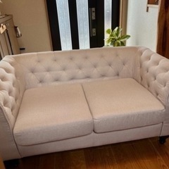 定価38,000円【新品同様】LOWYA＊アンティーク風2人掛けソファの画像