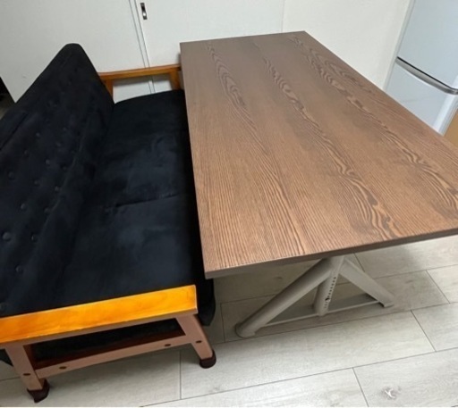 昇降式ダイニングテーブル　ソファ　2点セット