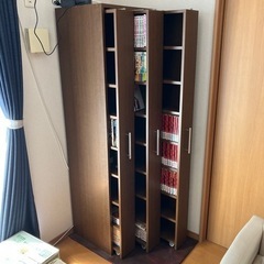 本棚　三列　スライド収納