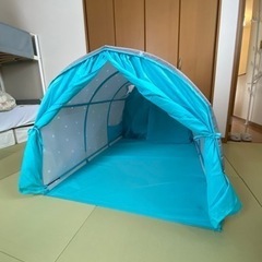 キッズテント ベッド 落下防止 蚊帳  子供 ブルー