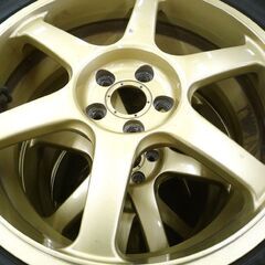 アルミ ホイール ヨコハマ AVSMODEL 6 17×7J 5H PCD100 +48 ダンロップタイヤ付き 4本セット 中古 215/50R70 苫小牧西店の画像