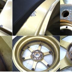 アルミ ホイール ヨコハマ AVSMODEL 6 17×7J 5H PCD100 +48 ダンロップタイヤ付き 4本セット 中古 215/50R70 苫小牧西店の画像