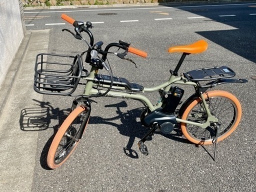 パナソニック EZ 2017年 マットオリーブ カーキ 20インチ 電動自転車 電動アシスト 純正タイヤとサドルは新品！