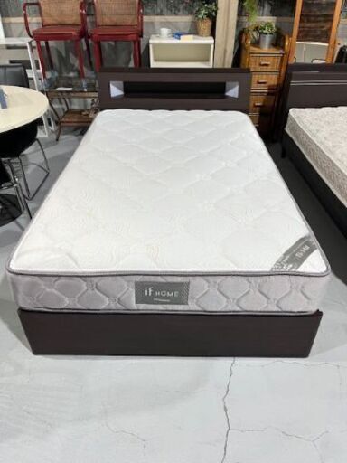 商談中★東京インテリア★ セミダブルベッド 低反発 収納付き 2口コンセント ライト 棚 寝具 新生活