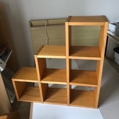 【お話し中】ベッド（引き出し付き）、洗濯機、冷蔵庫、レンジ、本棚、一人暮らしセットでの画像