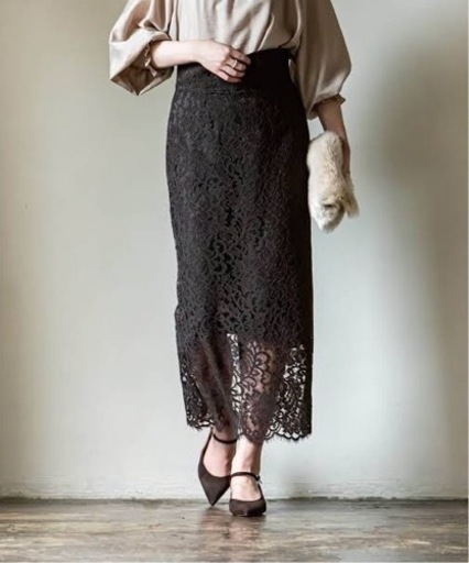 美品☆noble リバーレースIラインスカート　36