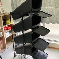 【最終値下げ】4段ゴミ箱 ブラック 76L (19L×4)の画像
