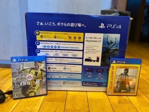 現在商談中！値下！PS4 slim 最終型！箱付き！コントローラー３台、ゲーム２本セットでどうぞ！