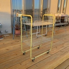 昭和レトロ　ワイヤーラック2段仕様　キャスター付　　ガーデニング　シャビーラック 昭和レトロワイヤーラック2段仕様キャスター付ガーデニングシャビーラック