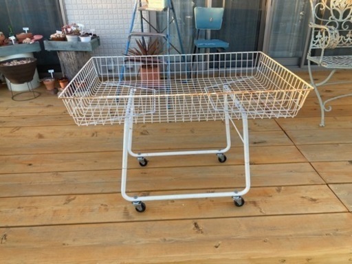 昭和レトロ　ワイヤーラック　キャスター付　店舗什器　ガーデニング　シャビーラック