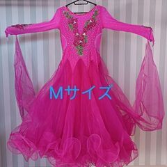 社交ダンス　競技ドレス　ローズ　Mサイズ