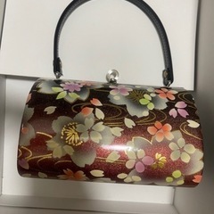 下駄　カバン　和装　成人　着物　紫　黒　振袖　小物の画像