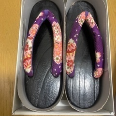 下駄　カバン　和装　成人　着物　紫　黒　振袖　小物の画像