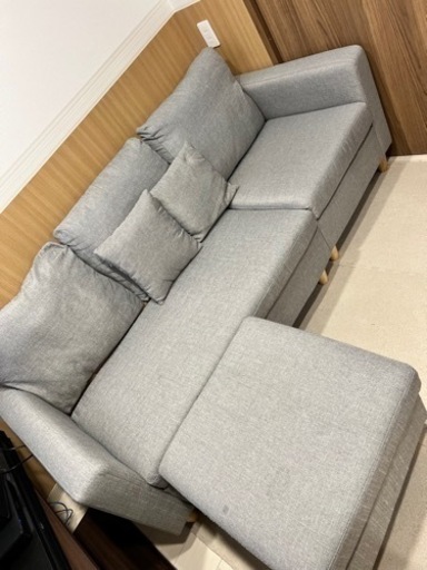 ソファ カウチソファ 3人掛け 使用感：低 ライトグレー