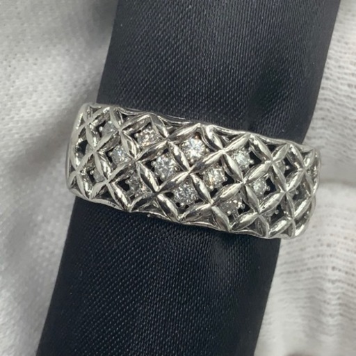 Pt900 プラチナ900 キルティング　ダイヤモンドリング　11.4g 約19号